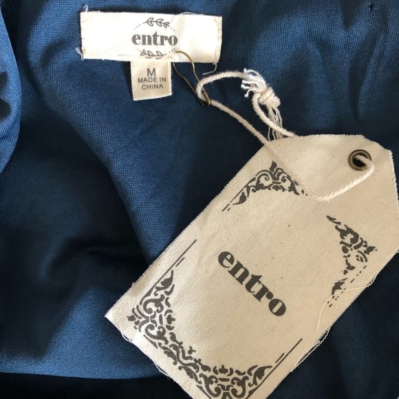 Entro Ruffle Hem Dress Blue and Red Geometric Size Medium - Picture 6 of 7